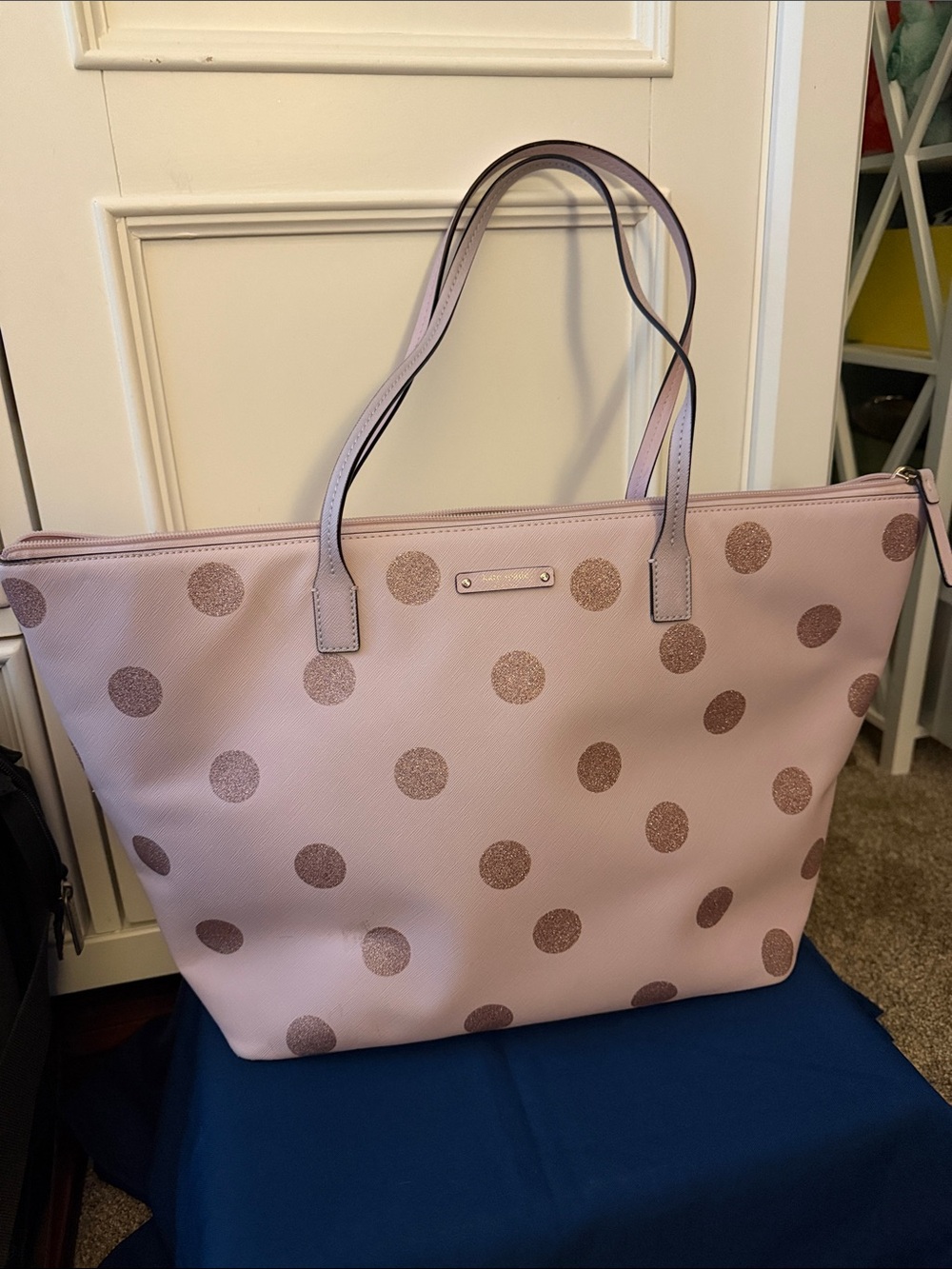 Kate Spade Pink Glitter Polka Dot Tote Bag